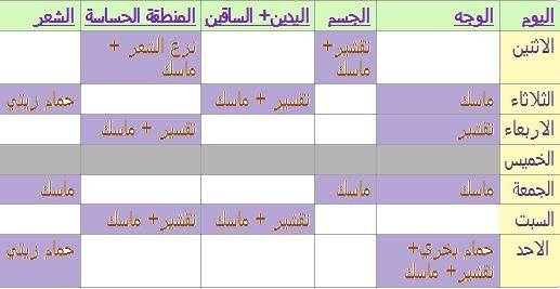 جدول اسبوعى على الورد