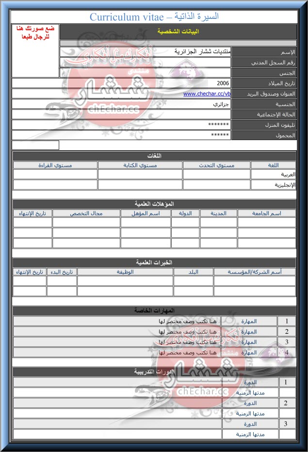 نموذج سيرة ذاتية بالانجليزي 2024 